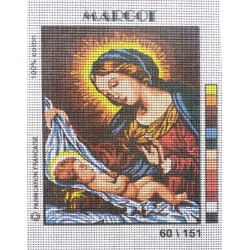 Canevas à broder 20 x 25 cm marque MARGOT thème religion la vierge à l'enfant