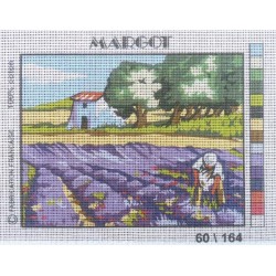 Canevas à broder 20 x 25 cm marque MARGOT thème NATURE champ de lavande