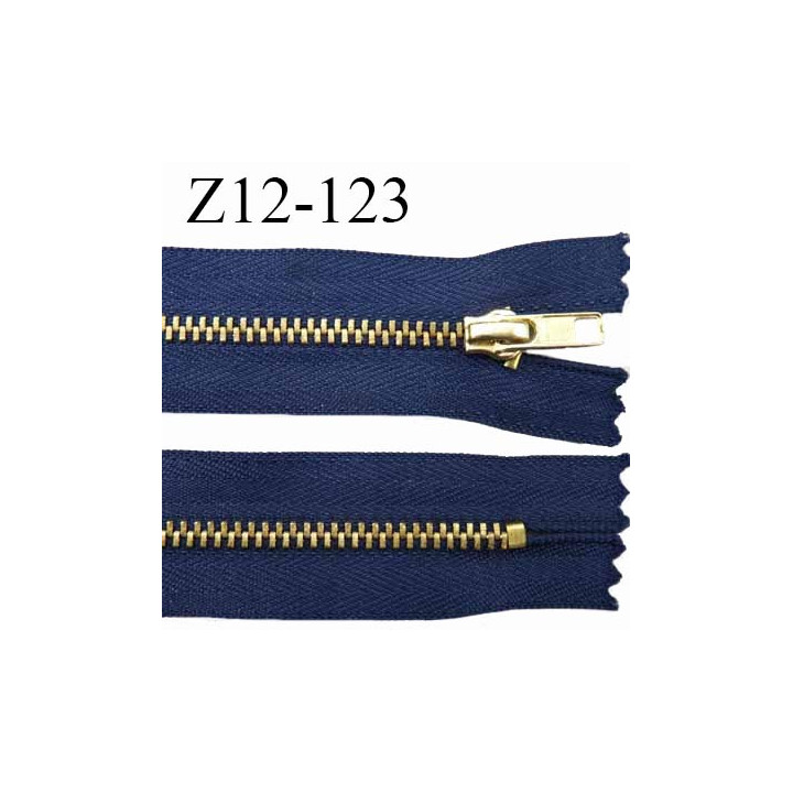Fermeture zip à glissière longueur 12 cm couleur bleu non séparable largeur 2.8 cm glissière métal prix à la pièce