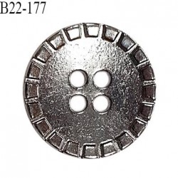Bouton 22 mm en métal couleur chrome 4 trous diamètre 22 mm épaisseur 2 mm prix à l'unité