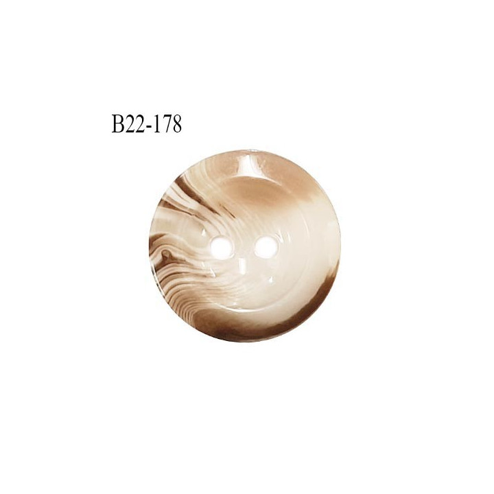 Bouton 22 mm en pvc couleur marron et beige marbré diamètre 22 mm épaisseur 6 mm prix à la pièce