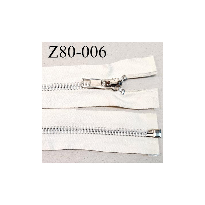 Fermeture zip 80 cm séparable couleur écru longueur 80 cm en coton glissière en métal prix à la pièce