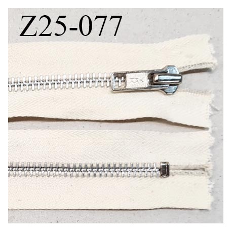 Fermeture zip YKK 25 cm séparable couleur écru beige chiné longueur 25 cm en coton glissière en métal prix à la pièce