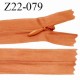 Fermeture zip 22 cm non séparable couleur orange cuivré avec glissière nylon invisible largeur 2.5 cm prix à l'unité