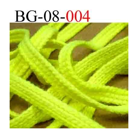 biais galon cordon bracelet lacet largeur 8 mm couleur jaune fluo vendu au mètre