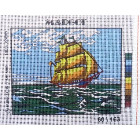 Canevas à broder 20 x 25 cm  marque MARGOT thème mer LE VOILIER