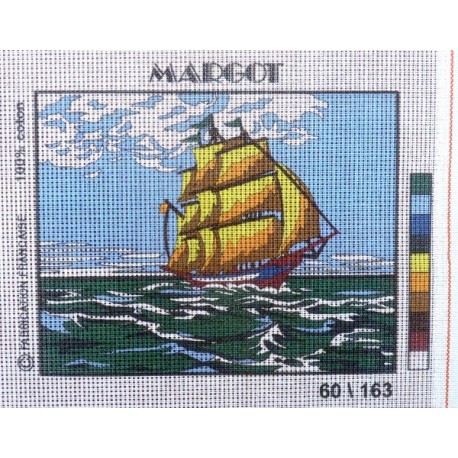 Canevas à broder 20 x 25 cm marque MARGOT thème mer LE VOILIER