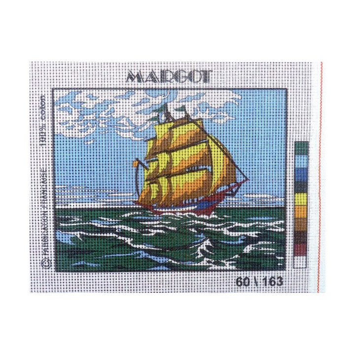 Canevas à broder 20 x 25 cm  marque MARGOT thème mer LE VOILIER