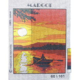 Canevas à broder 20 x 25 cm  marque MARGOT thème mer COUCHER DE SOLEIL