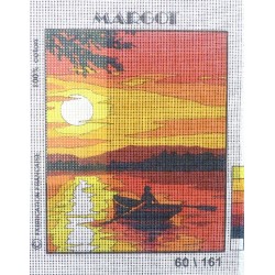 Canevas à broder 20 x 25 cm marque MARGOT thème mer COUCHER DE SOLEIL