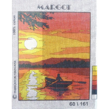 Canevas à broder 20 x 25 cm  marque MARGOT thème mer COUCHER DE SOLEIL