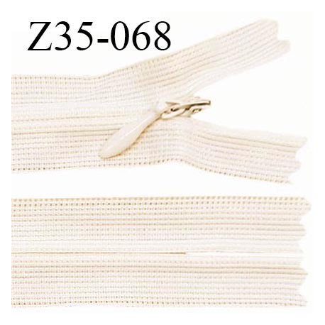 Fermeture zip 35 cm non séparable couleur beige crème largeur 2.5 cm zip nylon invisible longueur 35 cm prix à l'unité