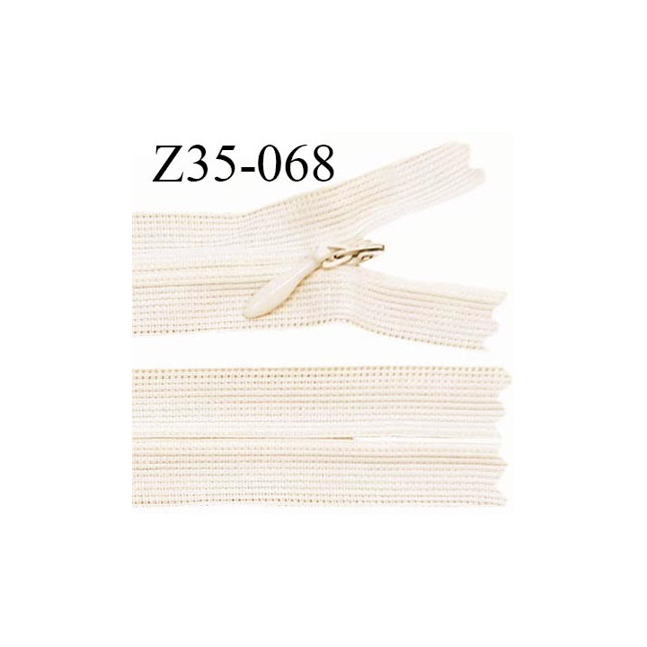 Fermeture zip 35 cm non séparable couleur beige crème largeur 2.5 cm zip nylon invisible longueur 35 cm prix à l'unité