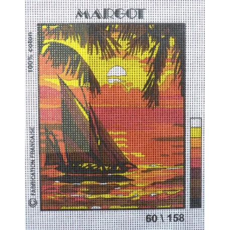 Canevas à broder 20 x 25 cm marque MARGOT thème COUCHER DE SOLEIL