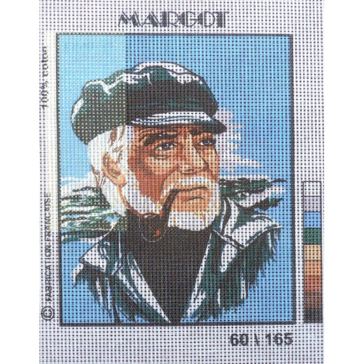 Canevas à broder 20 x 25 cm  marque MARGOT thème LA MER LE PECHEUR