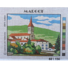 Canevas à broder 20 x 25 cm  marque MARGOT thème VILLAGE ET SON EGLISE