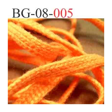biais galon cordon bracelet lacet largeur 8 mm couleur orange fluo vendu au mètre