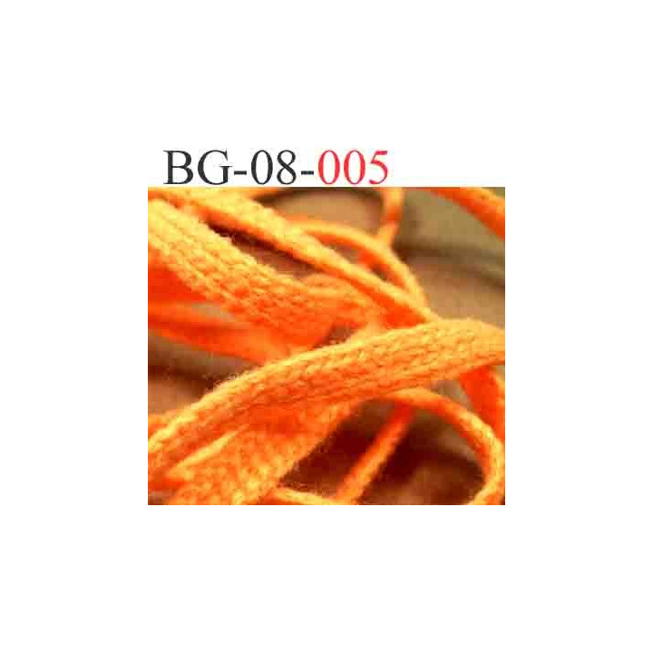 biais galon cordon bracelet lacet largeur 8 mm couleur orange fluo vendu au mètre