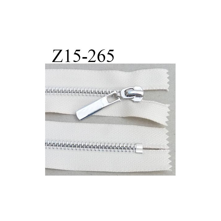 Fermeture zip 15 cm couleur écru glissière métal chromé non séparable longueur 15 cm prix à la pièce