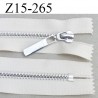 Fermeture zip 15 cm couleur écru glissière métal chromé non séparable longueur 15 cm prix à la pièce