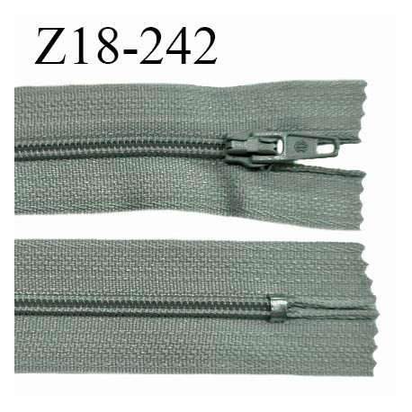 Fermeture zip 18 cm non séparable couleur vert gris largeur 2.7 cm zip nylon longueur 18 cm prix à l'unité