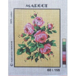 Canevas à broder 20 x 25 cm marque MARGOT thème FLEURS les roses