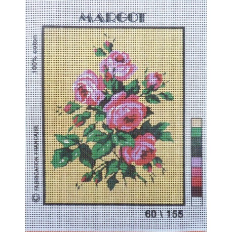 Canevas à broder 20 x 25 cm  marque MARGOT thème FLEURS les roses