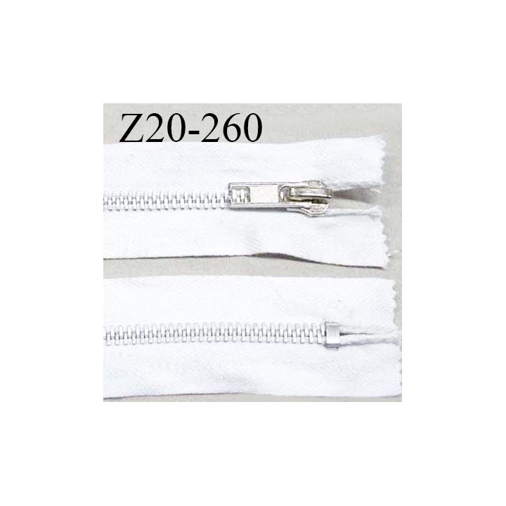 Fermeture zip 20 cm non séparable couleur naturel longueur 20 cm largeur 3.2 cm glissière métal largeur 7 mm prix à la pièce