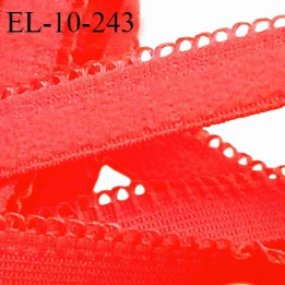 Elastique picot 10 mm lingerie couleur fluo rose orangé largeur 10 mm haut de gamme fabriqué en France prix au mètre