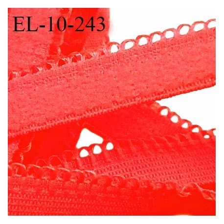 Elastique picot 10 mm lingerie couleur fluo rose orangé largeur 10 mm haut de gamme fabriqué en France prix au mètre