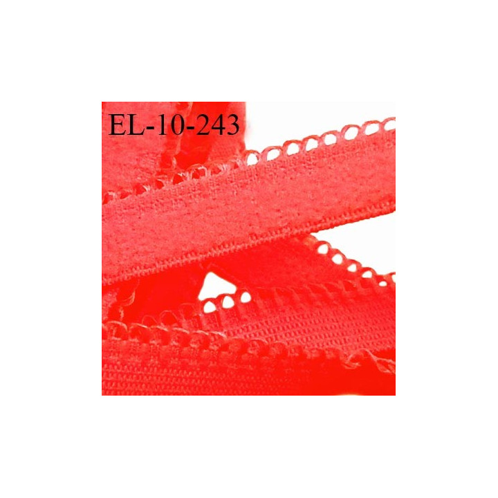 Elastique picot 10 mm lingerie couleur fluo rose orangé largeur 10 mm haut de gamme fabriqué en France prix au mètre
