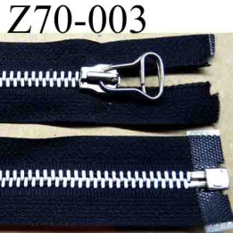 fermeture  éclair  longueur 70 cm couleur noir  séparable largeur 3 cm glissière métal largeur 6 mm