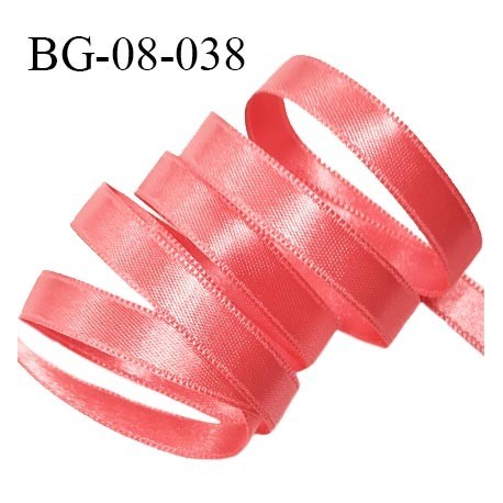 Galon ruban satin 8 mm haut de gamme couleur rose pamplemousse brillant fabriqué en France pour une grande marque prix au mètre