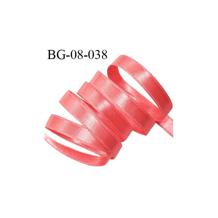 Galon ruban satin 8 mm haut de gamme couleur rose pamplemousse brillant fabriqué en France pour une grande marque prix au mètre