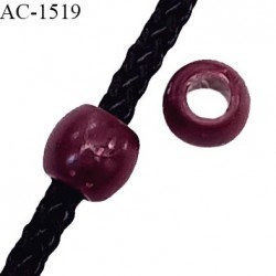 Perle ronde en pvc couleur prune diamètre 9 mm pour cordon de 3 mm pour décor et scrapbooking prix à l'unité