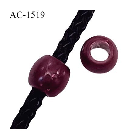 Perle ronde en pvc couleur prune diamètre 9 mm pour cordon de 3 mm de diamètre prix à l'unité