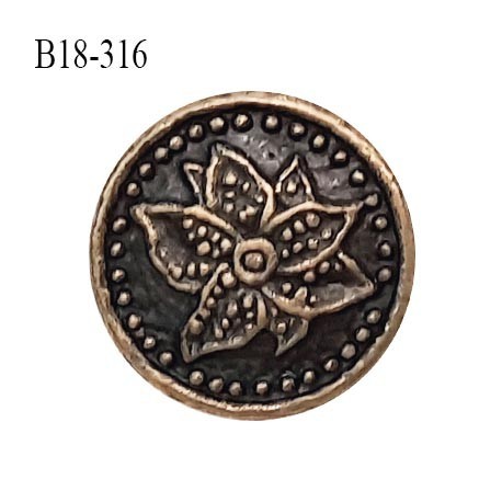 Bouton 18 mm en métal couleur laiton motif fleur diamètre 18 mm épaisseur 2 mm accroche avec un anneau prix à la pièce