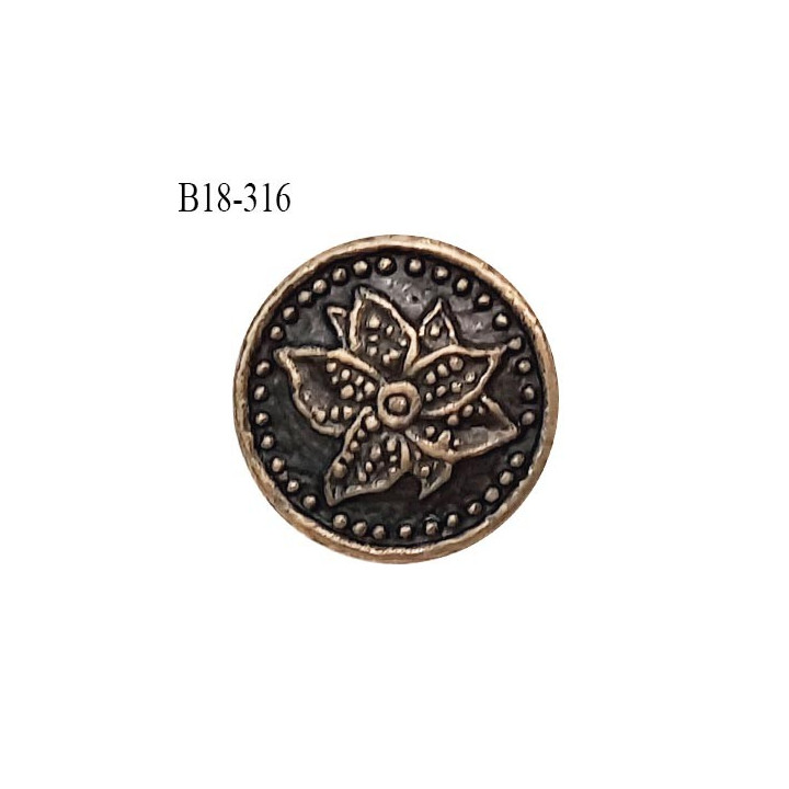 Bouton 18 mm en métal couleur laiton motif fleur diamètre 18 mm épaisseur 2 mm accroche avec un anneau prix à la pièce