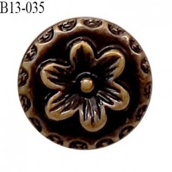 Bouton 13 mm pvc couleur laiton motif fleur diamètre 13 mm épaisseur 3 mm accroche avec un anneau prix à la pièce