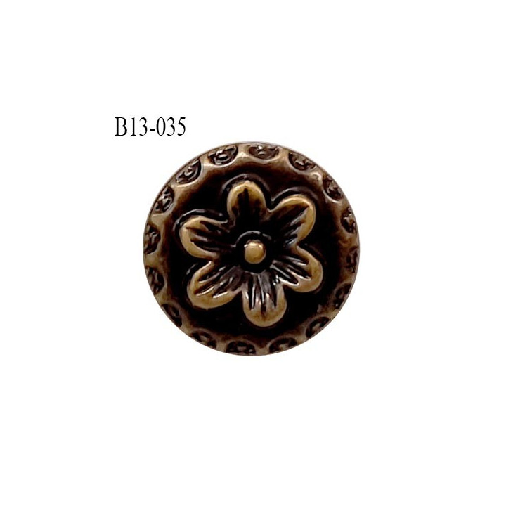 Bouton 13 mm pvc couleur laiton motif fleur diamètre 13 mm épaisseur 3 mm accroche avec un anneau prix à la pièce