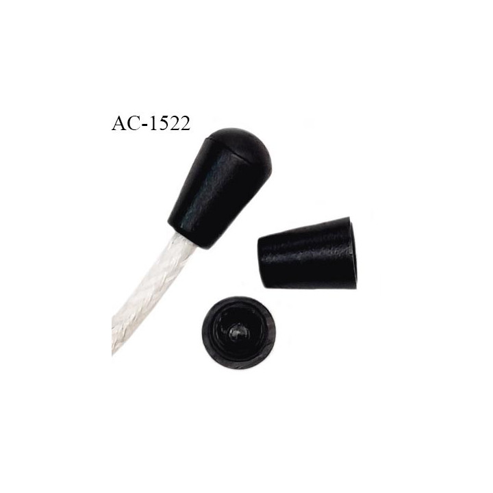 Arrêt stop cordon couleur noir hauteur avec le bouchon 18 mm diamètre au niveau du bouchon 12 mm prix à la pièce