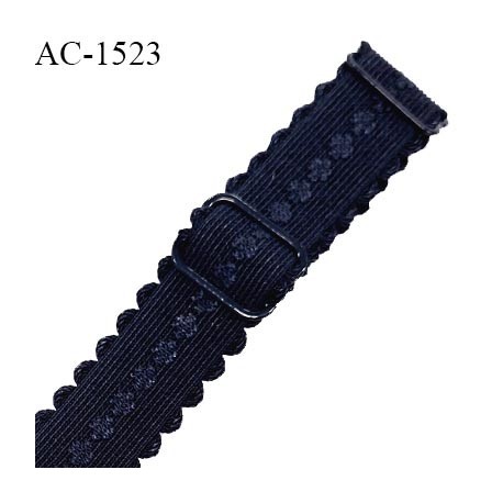 Bretelle lingerie SG 19 mm très haut de gamme couleur bleu marine avec 2 barrettes longueur 30 cm prix à l'unité