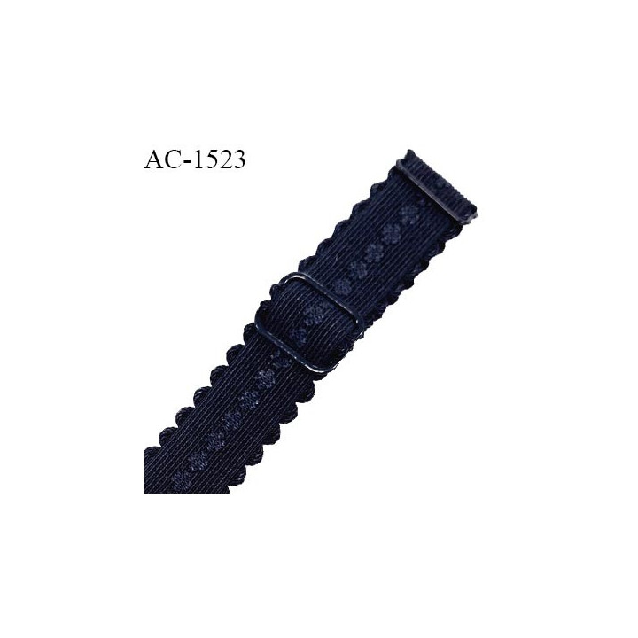 Bretelle lingerie SG 19 mm très haut de gamme couleur bleu marine avec 2 barrettes longueur 30 cm prix à l'unité