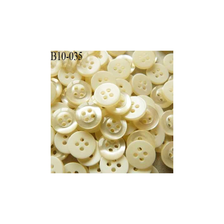 Bouton 10 mm pvc couleur écru nacré cristal 4 trous diamètre 10 mm prix à la pièce