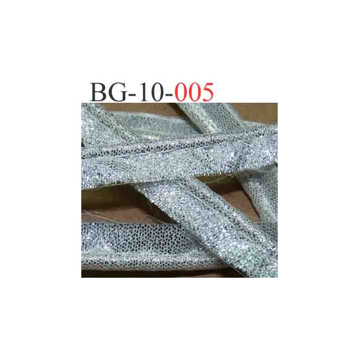 galon biais ruban passe poil façon argent largeur 10 mm couleur argent silver brillant strass vendu au mètre