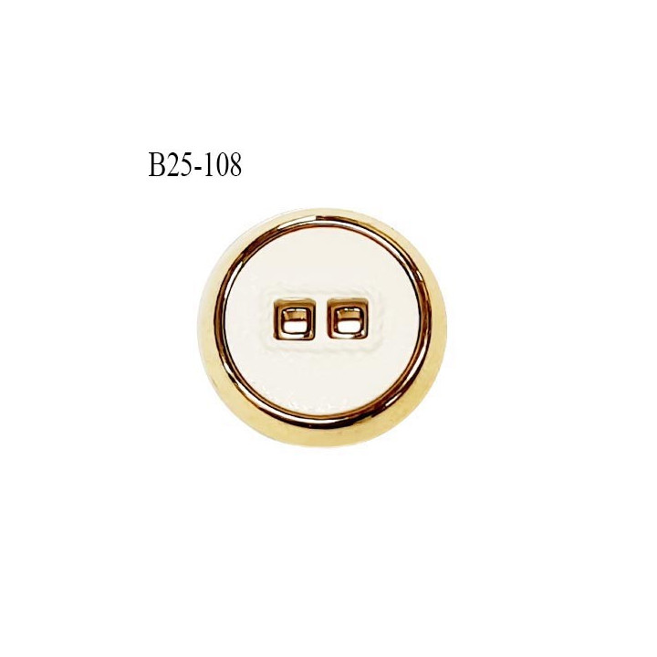 Bouton 25 mm en pvc couleur naturel et doré 2 trous diamètre 25 mm épaisseur 5 mm prix à la pièce