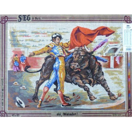 Canevas à broder 45 x 60 cm marque SEG de Paris thème CORRIDA Olé matador