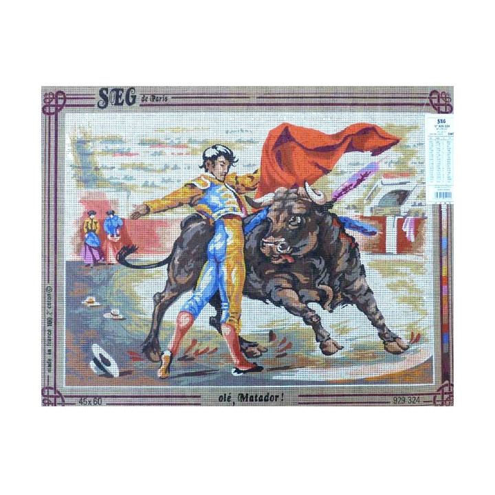Canevas à broder 45 x 60 cm marque SEG de Paris thème CORRIDA Olé matador
