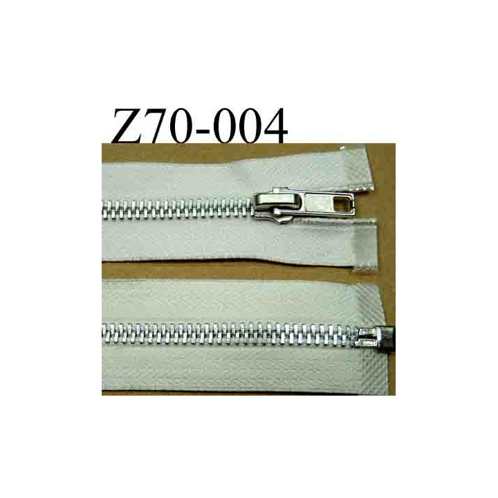fermeture éclair blanche écru longueur 70 cm couleur blanc écru séparable largeur 3 cm glissière métal largeur 6 mm