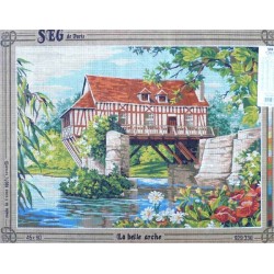 Canevas à broder 45 x 60 cm marque SEG de Paris thème PAYSAGE la belle arche